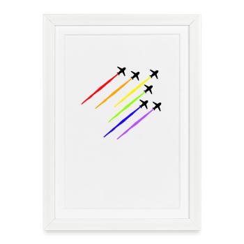 Rainbow Airplane - Framed poster (27 × 37 cm) - white - Front