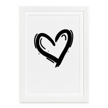 Coeur Noir - Affiche encadrée (27 × 37 cm) - blanc - Devant