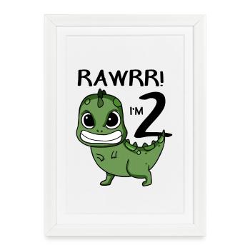 2e anniversaire - 2 ans - J’ai 2 ans - Affiche encadrée (27 × 37 cm) - blanc - Devant