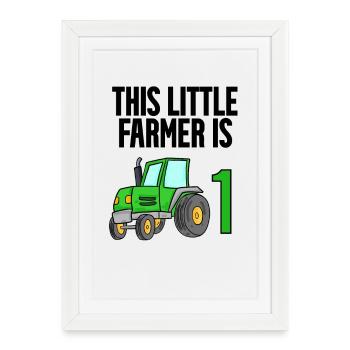 Tractor 1 year boy 1st birthday son - Framed poster (27 × 37 cm) - white - Front