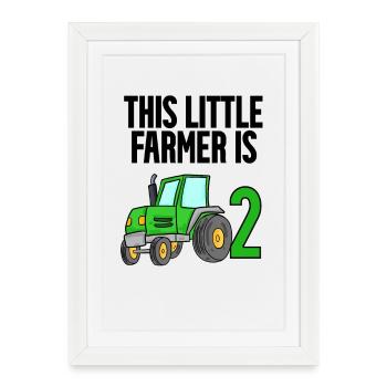 Tractor 2 years Boy 2nd birthday son - Framed poster (27 × 37 cm) - white - Front