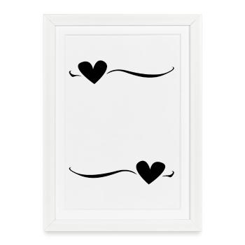 ligne de coeur ornement de trait - Affiche encadrée (27 × 37 cm) - blanc - Devant