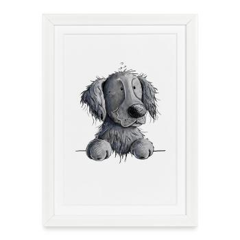 Happy Flat Coated Retriever I Dog - Framed poster (27 × 37 cm) - white - Front