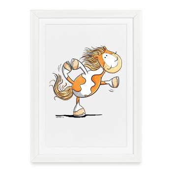 Drôle de cheval de yoga I Poney - Affiche encadrée (27 × 37 cm) - blanc - Devant