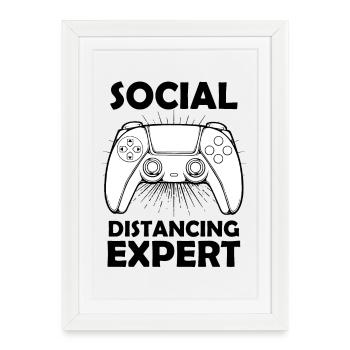 Ligne de manette Retro Silhouette - Affiche encadrée (27 × 37 cm) - blanc - Devant