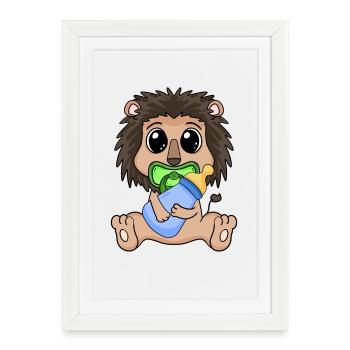 Bébé Lion - Affiche encadrée (27 × 37 cm) - blanc - Devant