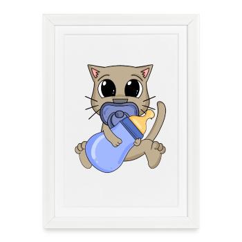 Bébé Jeune Chat - Affiche encadrée (27 × 37 cm) - blanc - Devant