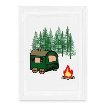 Trailer Leisure Outdoor Freedom Camping Nature - Framed poster (27 × 37 cm) - white - Front