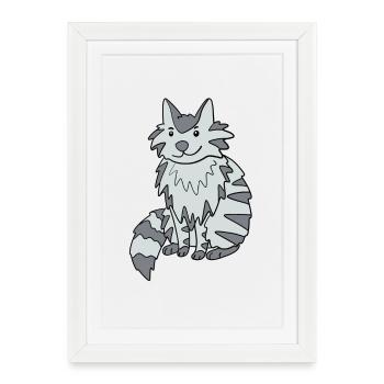 Maine Coon Chat - Affiche encadrée (27 × 37 cm) - blanc - Devant