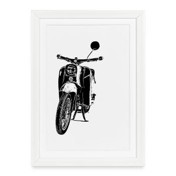Schwalbe Moped - Framed poster (27 × 37 cm) - white - Front