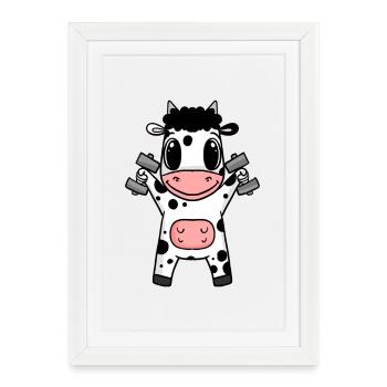 Cow Fitness Motivation Gym Cadeau - Affiche encadrée (27 × 37 cm) - blanc - Devant
