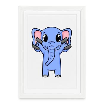 Elephant Fitness Motivation Gym Cadeau - Affiche encadrée (27 × 37 cm) - blanc - Devant