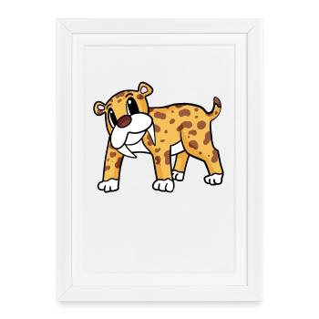 Tigre à dents de sabre - Affiche encadrée (27 × 37 cm) - blanc - Devant