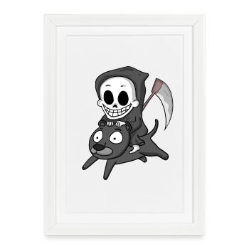 Grim Reaper et Black Panther - Affiche encadrée (27 × 37 cm) - blanc - Devant