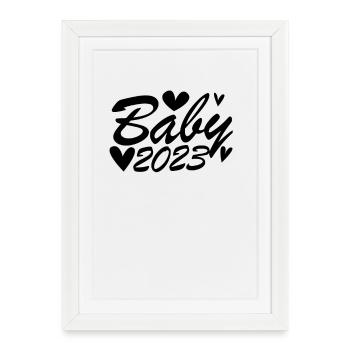 Bébé 2023 - Nouveau-né 2023 Cadeau bébé - Affiche encadrée (27 × 37 cm) - blanc - Devant