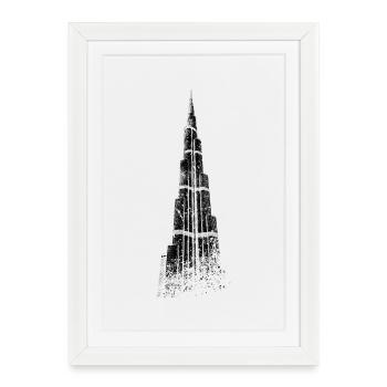 Dubaï Burj Khalifa Vintage Silhouette Émirat EAU - Affiche encadrée (27 × 37 cm) - blanc - Devant