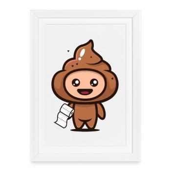 Amoureux du tas de caca avec du papier toilette – Drôle - Affiche encadrée (27 × 37 cm) - blanc - Devant