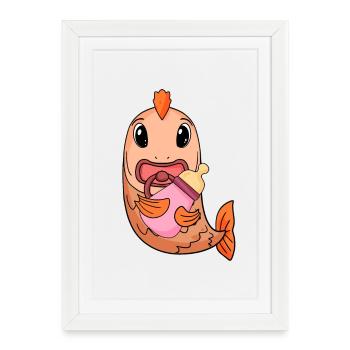 Bébé poisson - Affiche encadrée (27 × 37 cm) - blanc - Devant