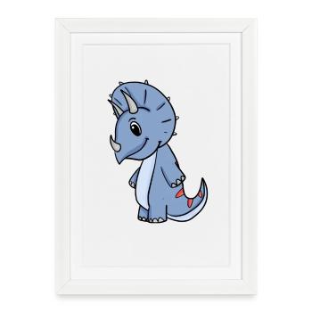Dino Motif - Framed poster (27 × 37 cm) - white - Front