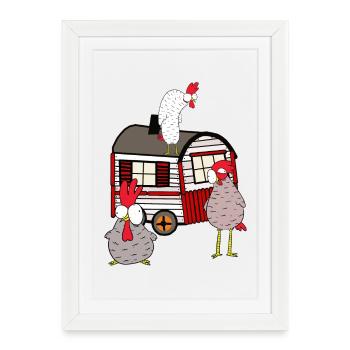 Remorque Poulailler volaille ferme avicole - Affiche encadrée (27 × 37 cm) - blanc - Devant