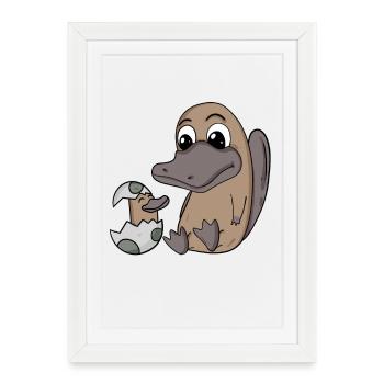 Maman ornithorynque avec bébé ornithorynque - Affiche encadrée (27 × 37 cm) - blanc - Devant