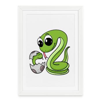 Serpent avec bébé serpent - Affiche encadrée (27 × 37 cm) - blanc - Devant