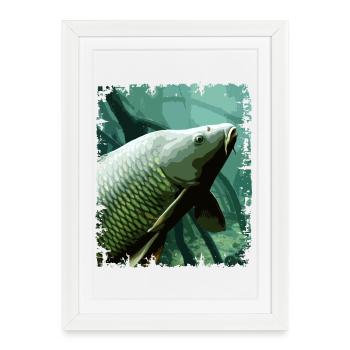 Conception de la pêche sous-marine à la carpe - Affiche encadrée (27 × 37 cm) - blanc - Devant