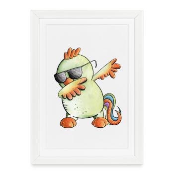 Dab Dance Rooster I Dabbendes Poulet - Affiche encadrée (27 × 37 cm) - blanc - Devant