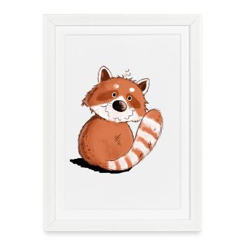 Droll Red Panda I Faune - Affiche encadrée (27 × 37 cm) - blanc - Devant