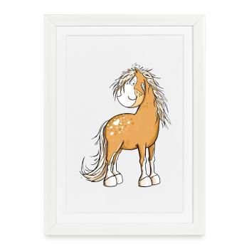 Happy Horse I Horse Motif Fun - Affiche encadrée (27 × 37 cm) - blanc - Devant