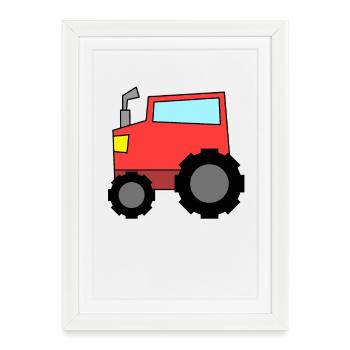 Traktor - Gerahmtes Poster (27 × 37 cm) - Weiß - Vorne