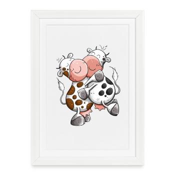 Cuddling Cows I Cow Cows - Framed poster (27 × 37 cm) - white - Front