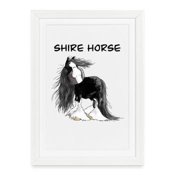 Cheval de comté I Cheval de sang froid - Affiche encadrée (27 × 37 cm) - blanc - Devant