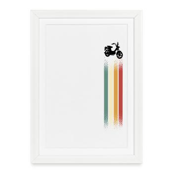 Cyclomoteur Mobylette Rider Retro Vintage - Affiche encadrée (27 × 37 cm) - blanc - Devant