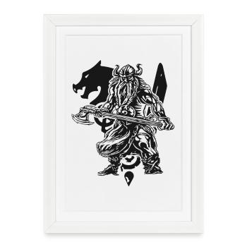 Valhalla - Viking - Viking avec hache - Affiche encadrée (27 × 37 cm) - blanc - Devant