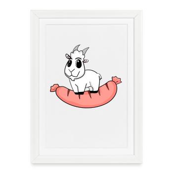 Saucisse Chèvre Chèvre - Affiche encadrée (27 × 37 cm) - blanc - Devant