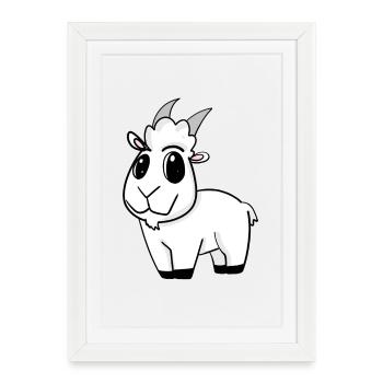 Chèvre Chèvre Buck - Affiche encadrée (27 × 37 cm) - blanc - Devant