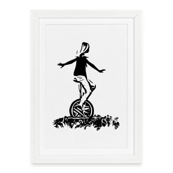 Fille monocycle - Affiche encadrée (27 × 37 cm) - blanc - Devant