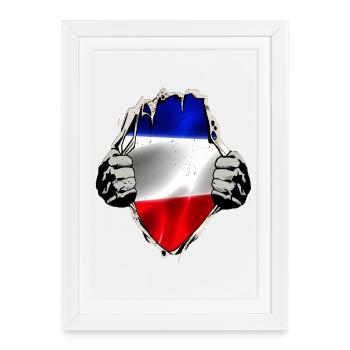 Drapeau rouge bleu-blanc - Affiche encadrée (27 × 37 cm) - blanc - Devant