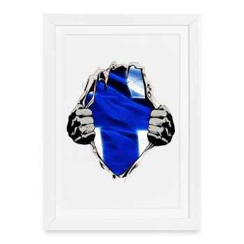 Finlande Drapeau finlandais sous chemise - Affiche encadrée (27 × 37 cm) - blanc - Devant