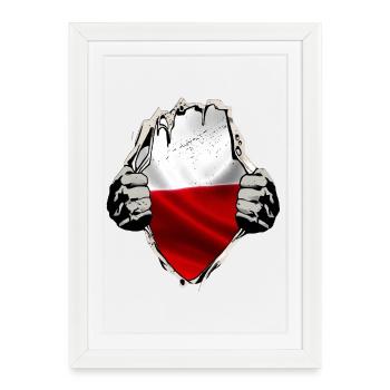 Poland - Polish flag under the shirt - Framed poster (27 × 37 cm) - white - Front