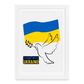 Drapeau de l’Ukraine avec motif d’aile - Affiche encadrée (27 × 37 cm) - blanc - Devant
