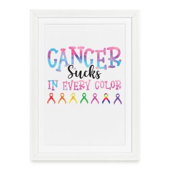 Sensibilisation au cancer Le cancer aspire toutes les couleurs - Affiche encadrée (27 × 37 cm) - blanc - Devant