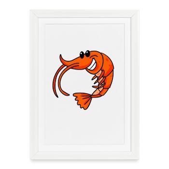 Crevette - Affiche encadrée (27 × 37 cm) - blanc - Devant