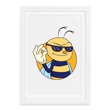 OK signe abeille - Affiche encadrée (27 × 37 cm) - blanc - Devant