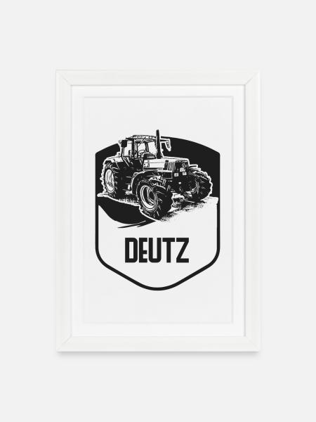 Deutz Traktor Wappen - Gerahmtes Poster (27 × 37 cm) - Weiß
