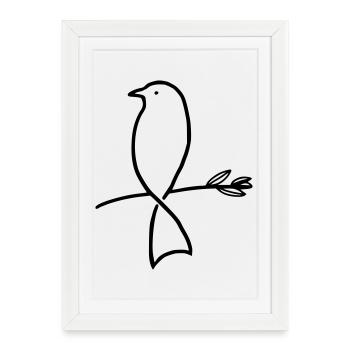 Bird on a branch - Framed poster (27 × 37 cm) - white - Front