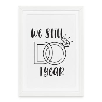 1st Wedding Anniversary Paper Wedding Wedding Gift - Framed poster (27 × 37 cm) - white - Front