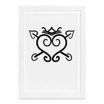 Heart Arrow Crown Symbol - Framed poster (27 × 37 cm) - white - Front