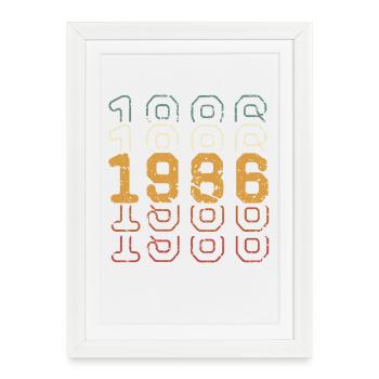 1986 - Affiche encadrée (27 × 37 cm) - blanc - Devant